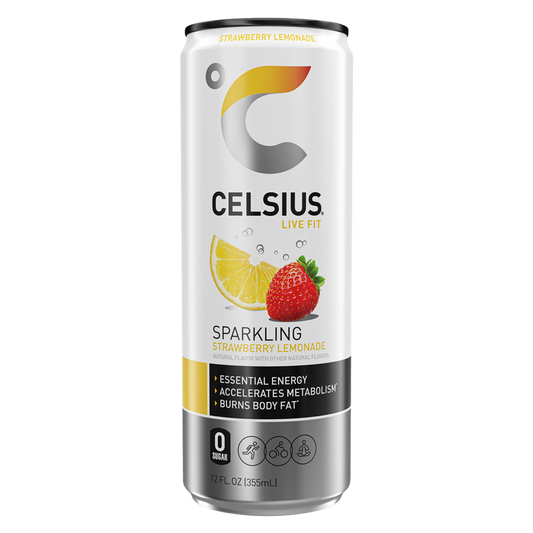 CELSIUS Sparkling Strawberry Lemonade, Essential Energy Drink 12oz Can