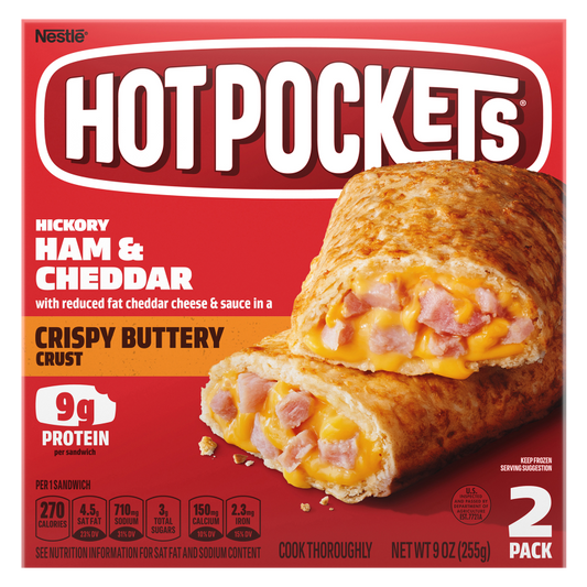 Hot Pockets Frozen Crispy Buttery Crust Hickory Ham & Cheddar 2ct 9oz