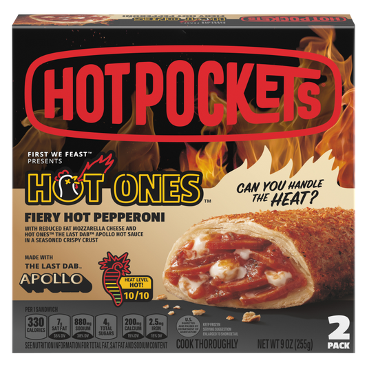 Hot Pockets Hot Ones Frozen Seasoned Crispy Crust Fiery Hot Pepperoni - 2ct/9oz